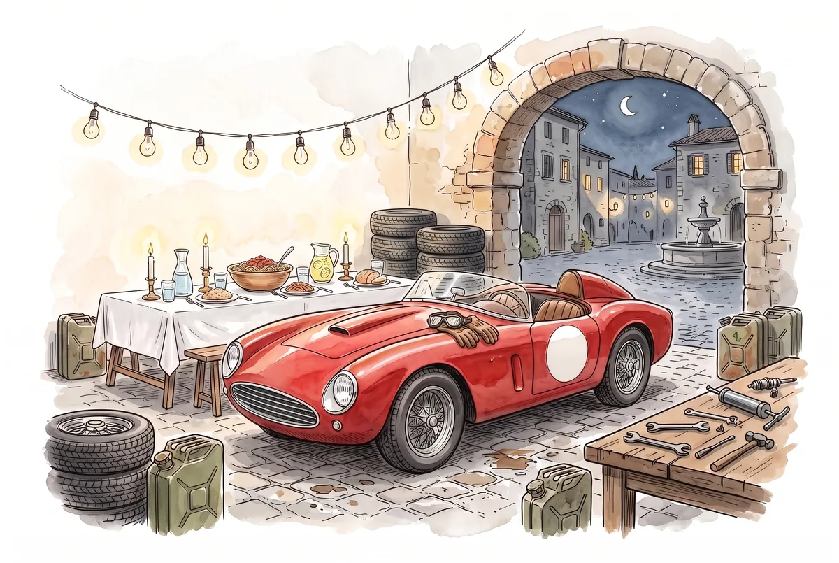 Watercolor illustration for The Last Lap